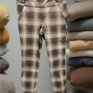 Soho Beige and Black Checkered Trousers